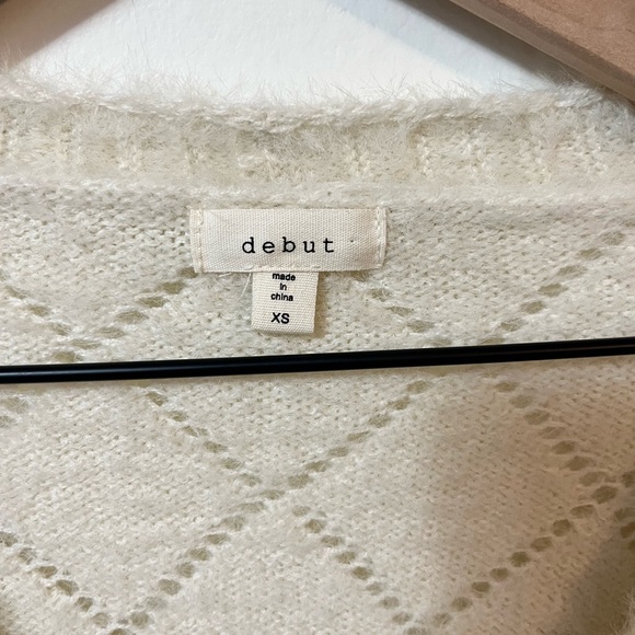 Debut Fuzzy Cream Cardigan Pearl Beading - Picture 3 of 5